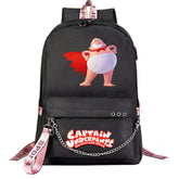 Captain Underpants USB Charging Backpack Shoolbag Notebook Bag Gifts for Kids Students